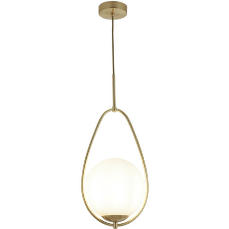Searchlight Avalon - 1 Luce Pendente Oro, Opale, Vetro, E27