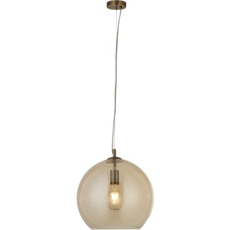 Searchlight Balls - Abat-jour en verre ambré à 1 lumière, laiton antique, E27