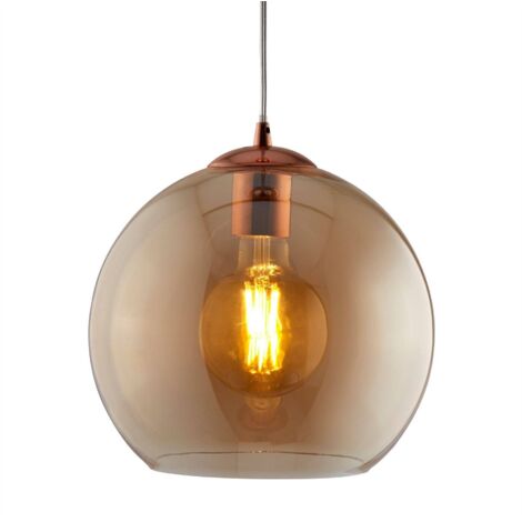 Searchlight Balls - Sospensione a soffitto a cupola a 1 luce Ottone antico, ambra, vetro, E27