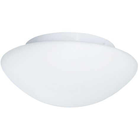 Searchlight Bathroom Flush - Flusso Bagno 2 Luci Soffitto Rotondo Bianco con Vetro Opalino IP44, E27