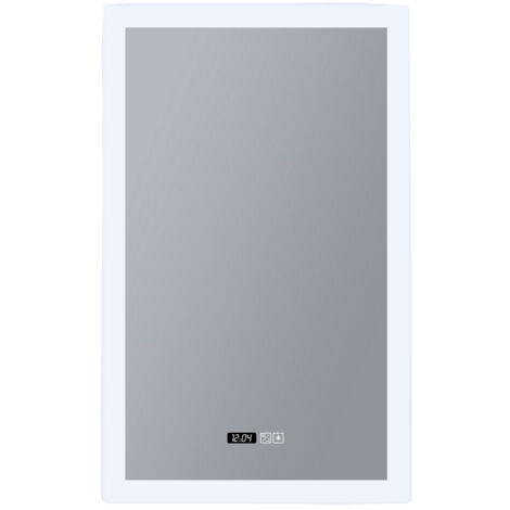 Searchlight Bathroom Mirror Specchio da bagno rettangolare, orologio digitale, cuscinetto antiappannante