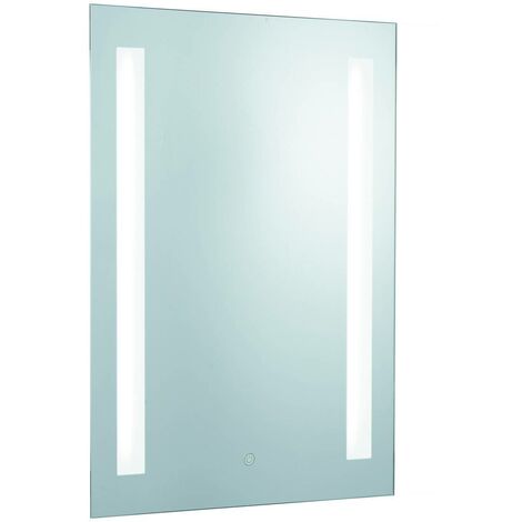 Searchlight Bathroom Mirrors - Beleuchteter Badezimmerspiegel Touch 2 Light Silver mit Rasierbuchse IP44