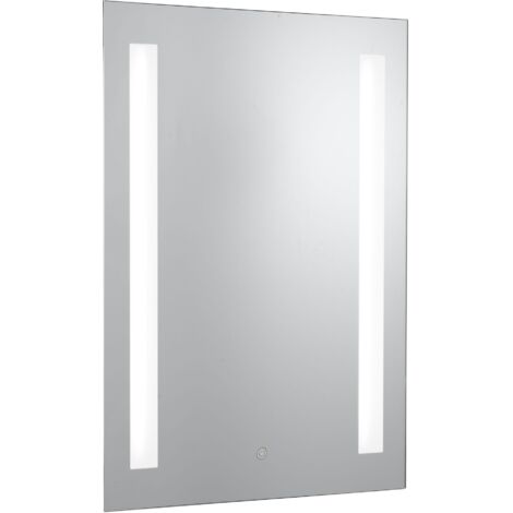 Searchlight Bathroom Mirrors - Miroir de salle de bain éclairé Touch 2 Light Silver avec prise rasoir IP44