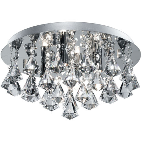 Searchlight Bathroom - Plafoniera da bagno a 4 luci Cromo, Trasparente e Vetro IP44, G9
