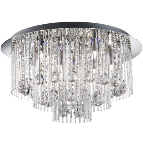 Searchlight Beatrix - LED 8 Light Flush Deckenleuchte Chrom, Kristall, G9