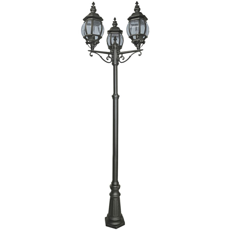 Lampione Da Esterno Rustico-Country Bel Aire Alluminio Nero 3 Luci E27