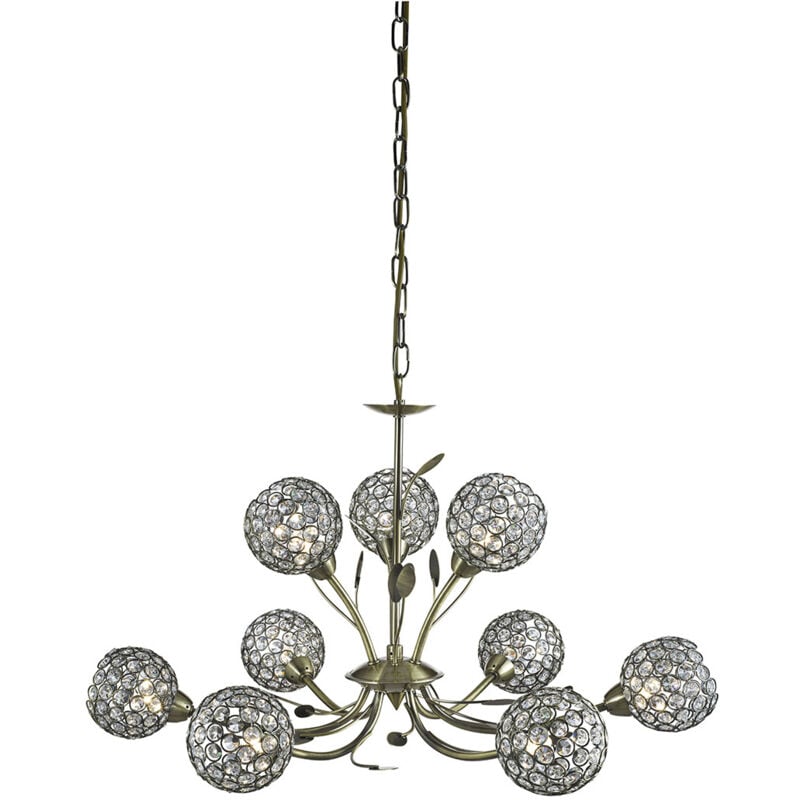 Lampadario Contemporaneo Bellis Ii Acciaio Ottone Vetro 9 Luci G9