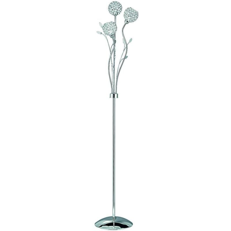 Bellis - Lampada da terra 3 luci Flower Design Cromo e Vetro, G9 - Searchlight
