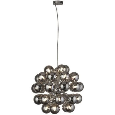 Searchlight Berry Luminaire suspendu à 27 ampoules, chrome, verre fumé