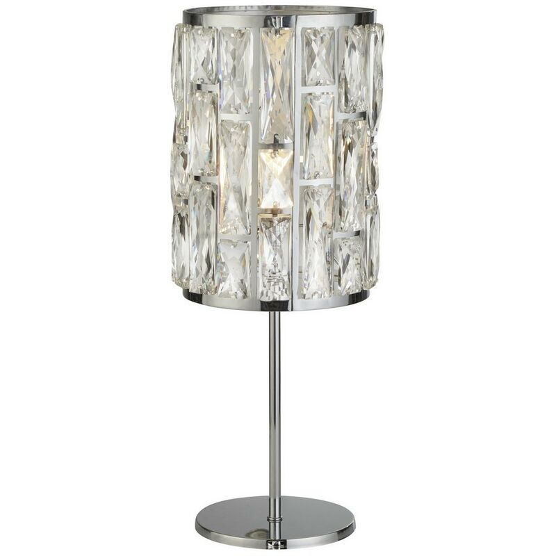 Searchlight BIJOU - 1 Light Chrome Table Lamp with Crystal Glass