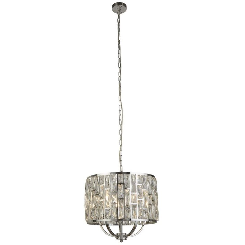 Neuwertig] Searchlight Hängeleuchte Bijou Mit Kristallglasschirm Ø 44 Cm Chrom Schirm Lampe B-ware