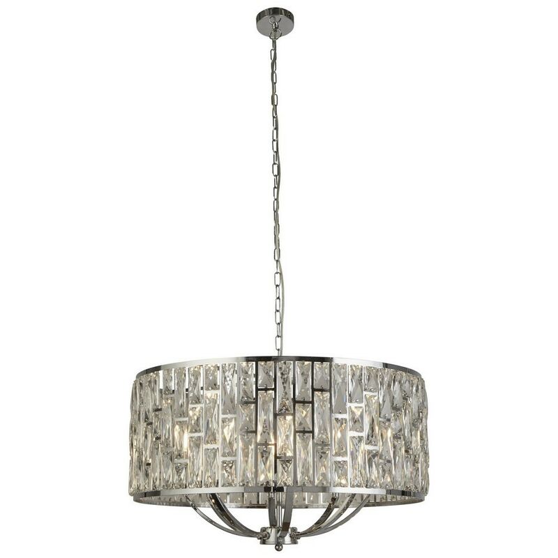 Bijou - 8 Light Chrome Ceiling Pendant with Crystal Glass - Searchlight
