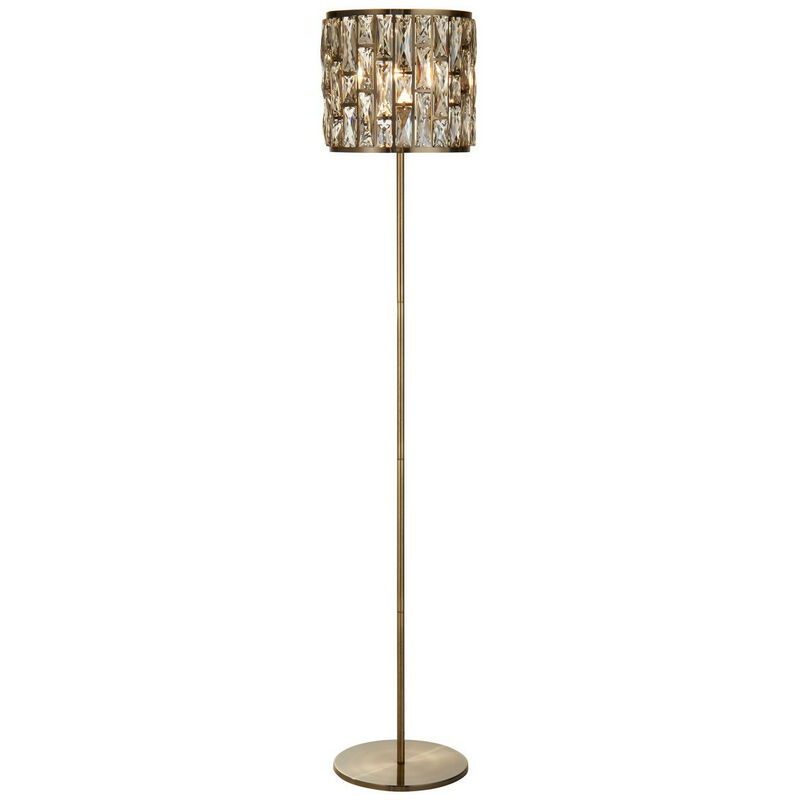 Searchlight - Bijou Floor Lamp Antique Brass, Champagne Glass