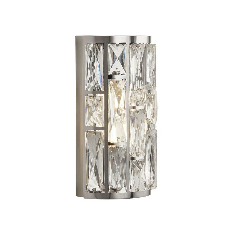 Image of Bijou - Lampada da parete cromata a 2 luci con cristallo - Searchlight