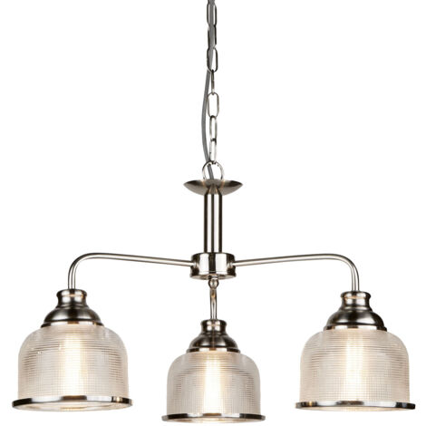 Searchlight Bistro - Sospensione a soffitto a 3 luci multibraccio argento, bianco, E27