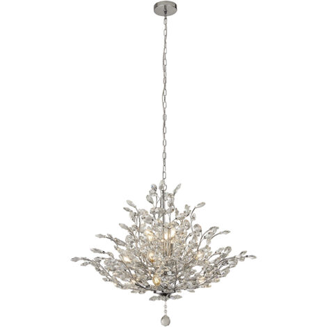 Searchlight Bouquet Pendente Cromato 11 Luci, Vetro Cristallo