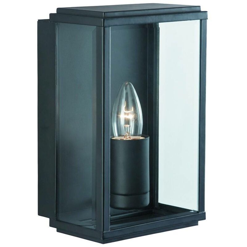 Searchlight - Box - 1 Light Outdoor Garden Wall Light Black IP44, E27