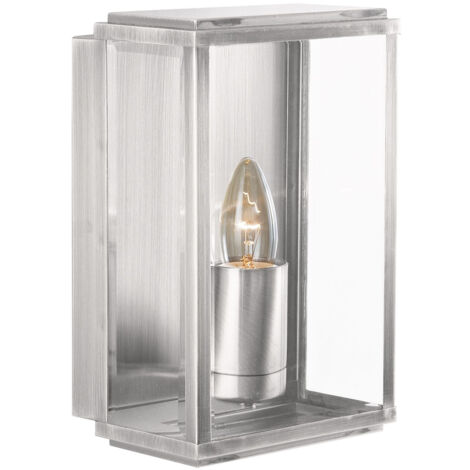 Searchlight Box - Applique da esterno da giardino a 1 luce Argento satinato IP44, attacco E27