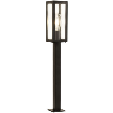 Searchlight Box - Paletto luminoso da esterno alto 1 luce nero con vetro trasparente IP44, E27