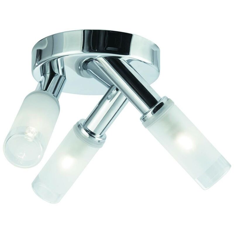 

Searchlight Bubbles - Foco de techo a ras de baño con 3 luces LED, cromado con vidrio esmerilado IP44, G9