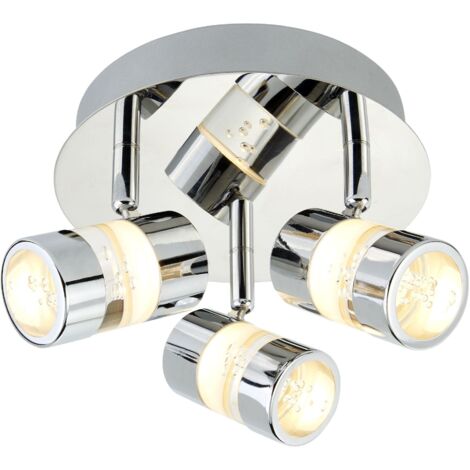 Searchlight Bubbles - Projecteur de plafond de salle de bains à 3 ampoules LED Chrome, effet bulle IP44