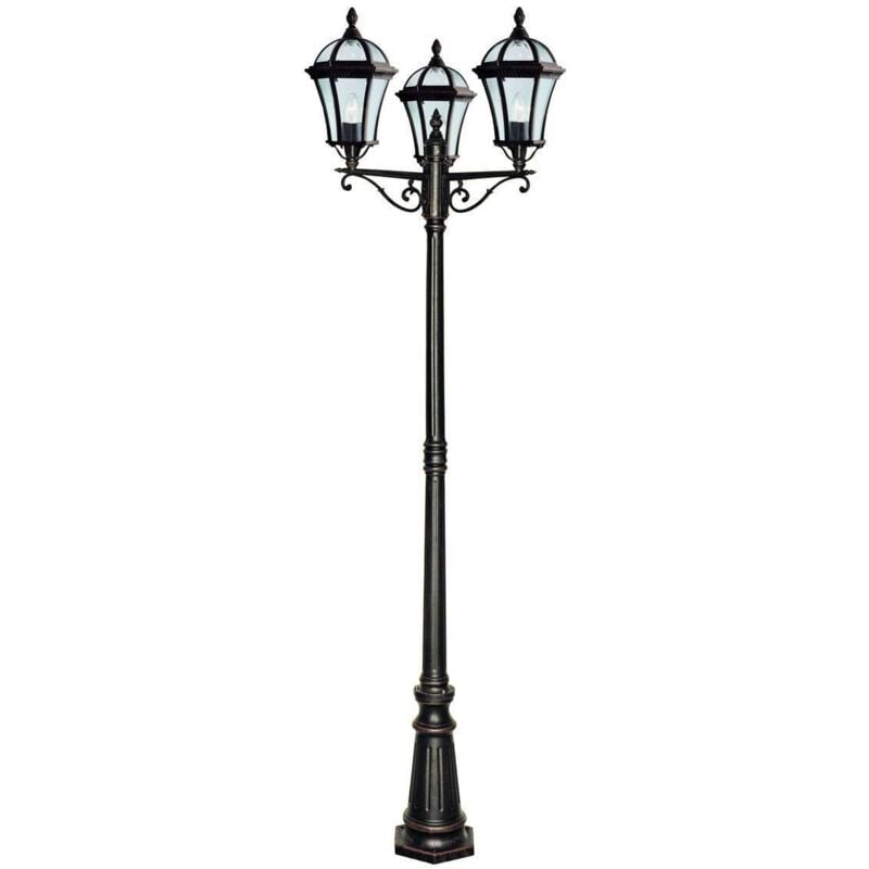 Capri - Lampione da esterno 3 luci Rustico Marrone IP43, E27 - Searchlight