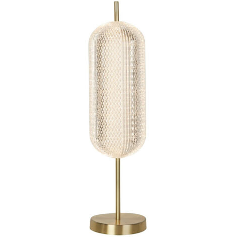 Searchlight Capsule Lampe de table LED, métal laiton satiné et abat-jour acrylique