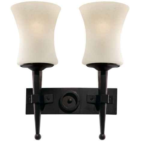 Searchlight Cartwheel - Applique da Interno 2 Luci Nera con Vetro Scavo, E27