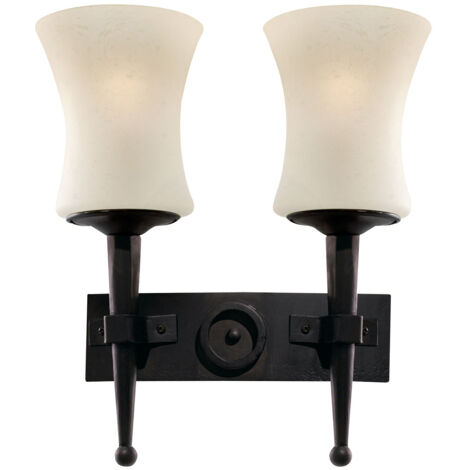 Searchlight Cartwheel - Applique da Interno 2 Luci Nera con Vetro Scavo, E27
