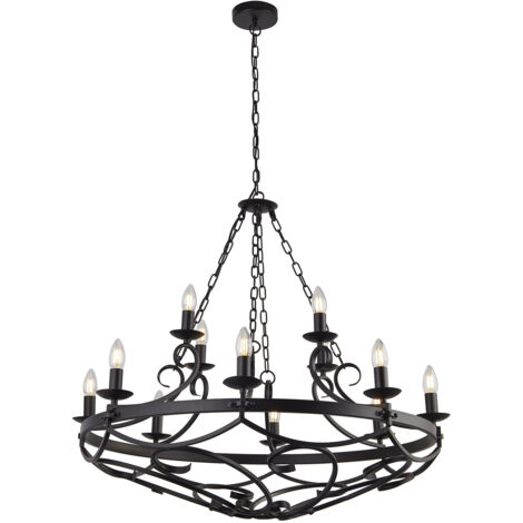 Searchlight Cartwheel III Sospensione Cartwheel 12 luci, catena nera