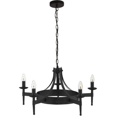 Searchlight Cartwheel - Plafonnier à 5 ampoules à bras multiples noir, E14
