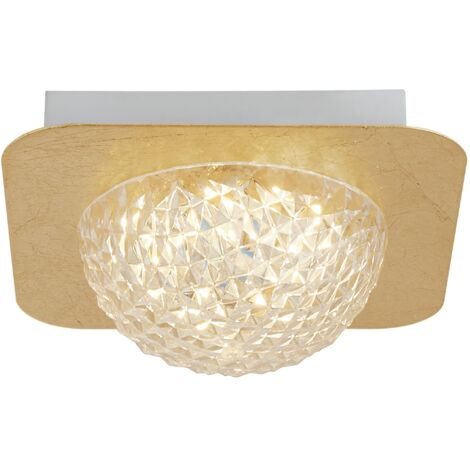 Searchlight Celestia 1 Plafonnier Led Carré - Feuille D'or Avec Acrylique Clair