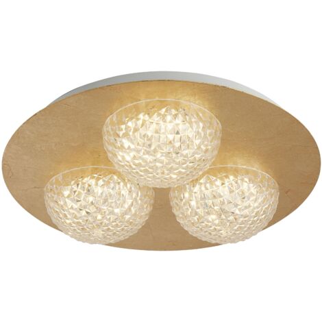 Searchlight Celestia Plafonnier LED rond à 3 lumières - feuille d'or avec acrylique transparent