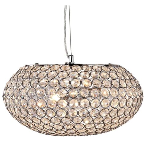 Searchlight Chantilly - Plafonnier à 3 ampoules au fini chrome avec cristaux de verre, G9