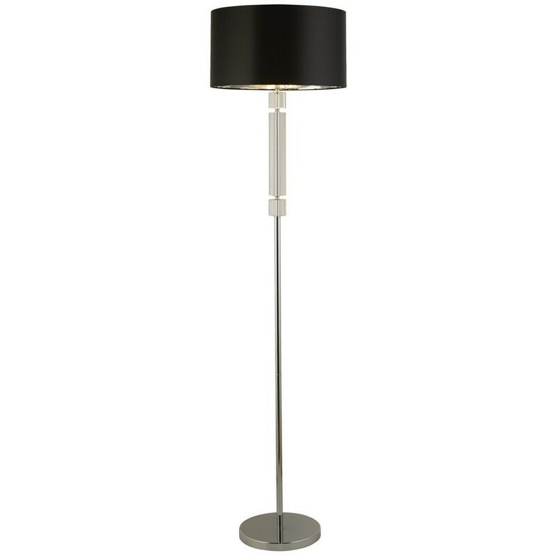 Searchlight Lighting - Searchlight - Chrome, Glass Lamp with Black Shade Silver Inner
