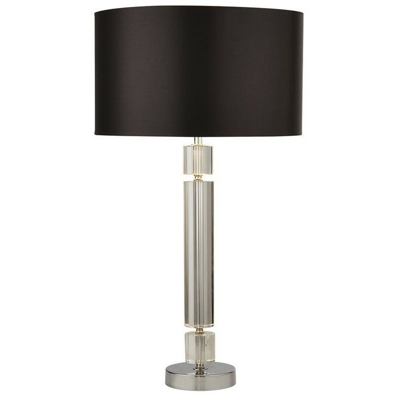 Searchlight - Chrome, Glass Lamp with Black Shade Silver Inner