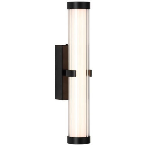 Searchlight Clamp Lampada da parete in metallo nero, diffusore trasparente e opalino rigato