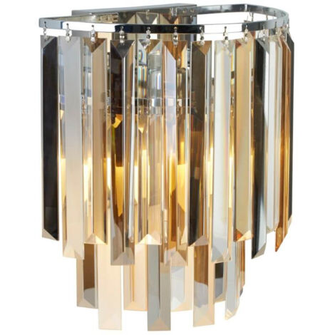 Searchlight Clarissa - Applique murale à 2 ampoules au chrome, abat-jour en verre, E14