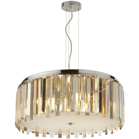Searchlight Clarissa - Sospensione a soffitto a 5 luci cromo, gocce prisma di cristallo, attacco E14
