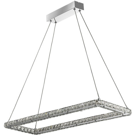 Searchlight Clover Lampada a sospensione rettangolare cromata, vetro trasparente