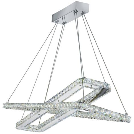 Searchlight Clover - Plafonnier LED intégré Chrome avec cristaux