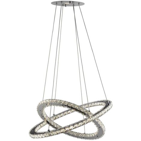 Searchlight Clover - Suspension LED intégrée 1 Plafonnier Chrome avec Cristaux, GU10
