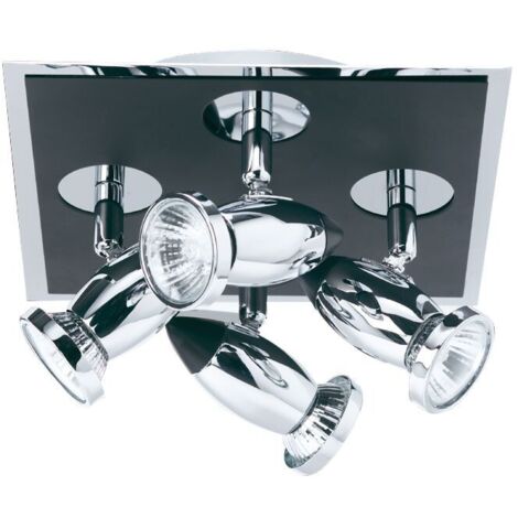 Searchlight Comet - Spot de plafond à 4 ampoules, chrome, noir mat, GU10