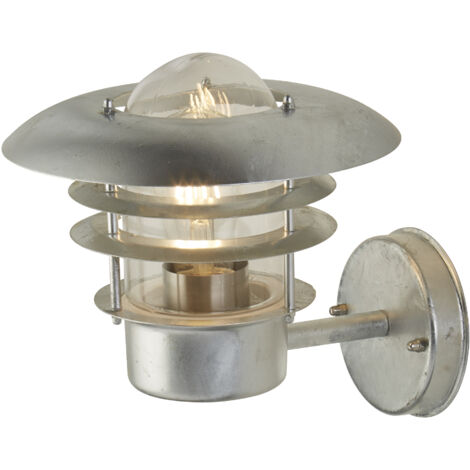 Searchlight Conrad Lanterna da parete per esterni in argento zincato e vetro trasparente