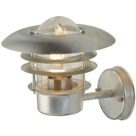 Searchlight Conrad Lanterne murale d'extérieur en argent galvanisé et verre transparent