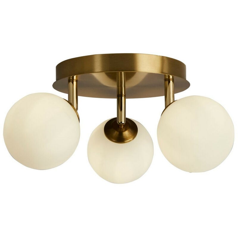 Crosby 3 Light Semi,Flush Gold, Opal Glass - Searchlight