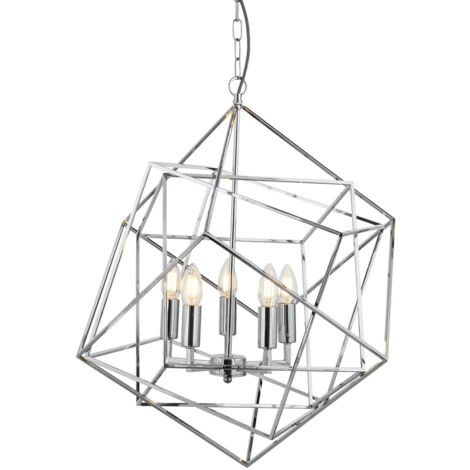 Searchlight Cube - Sospensione a soffitto a 5 luci Cromo, E14