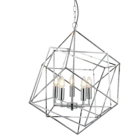 Searchlight Cube - Suspension à 5 ampoules au fini chrome, E14