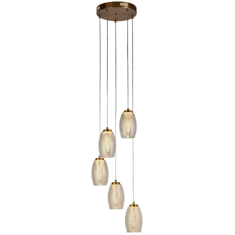 Searchlight - Cyclone 5 Light Pendant Bronze, Champagne Glass