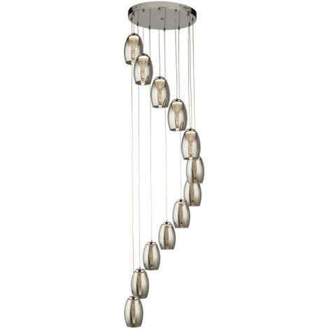 Searchlight Cyclone Pendente  Drop 12 Luci, Vetro Fumé 3000K